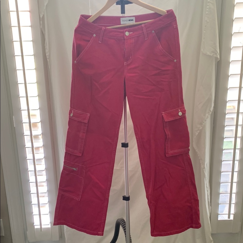 Fashion Nova Red Wide Leg Pants